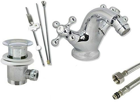 Rubinetto bidet miscelatore doppio comando monoforo bagno ottone cromato 52345a