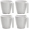 Melamin Camping Geschirr 4 Tassen Campinggeschirr Kaffeebecher Teetasse 4 tlg Tafelgeschirr Outdoor Party Becher Tasse mit Henkel moderne Picknickgeschirr weiß elegant Henkeltasse Trinkbecher 300 ml