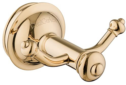 PaulGurkes Handtuchhaken Gold Bad-Accessoire Halterung für Handtücher vergoldet Handtuch Halter 2er Haken Retro Vintage Landhausstil
