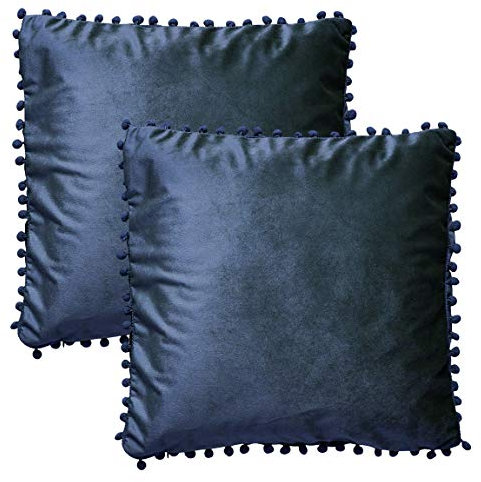 BOHORIA® 2er Pack Samt Kissenbezug Kissenhülle Dekorative Kissenbezug Dekokissen Sofakissen Lendenkissen Wurfkissenbezug (45x45, Blue Ocean)