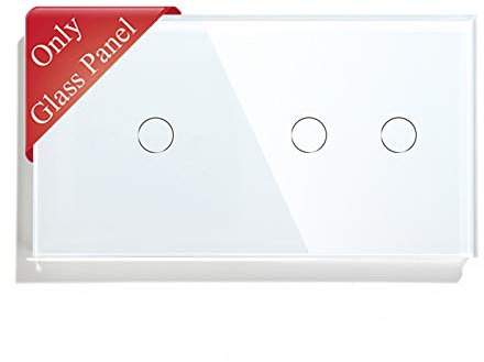 BSEED Interruptor de luz táctil panel de vidrio panel de vidrio panel de vidrio para interruptor de luz de pared 1 Gang + 2 Gang Blanco 157 mm