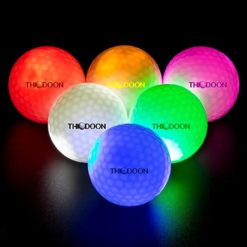 THIODOON Leuchtende Golfbälle, zurücksetzbar, LED-Golfball, leuchtende Golfbälle, 6 Farben zur Auswahl