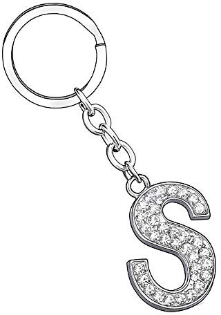 Porte-clés en argent avec lettre de l'alphabet pour femme, homme, garçons, filles, A B C D E F G H I J K L M N O P Q R S T U V W X Y Z Bijoux - Argenté - L (S)