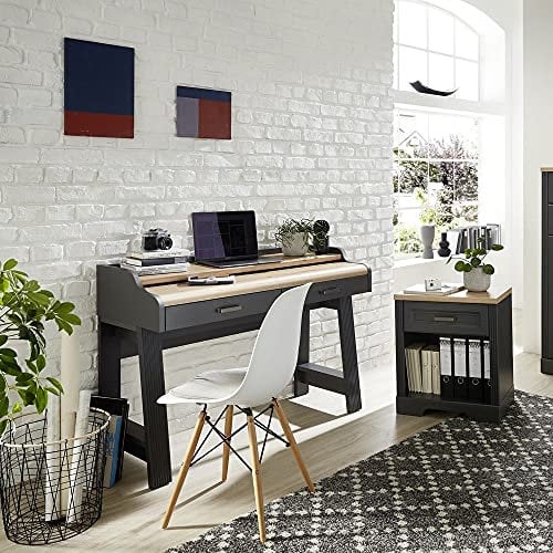 Lomadox Büro Set Sekretär 2-TLG. in Graphit mit Artisan Eiche Nb.