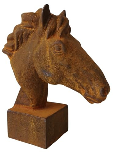 Generisch Deko Figur Edelrost Rost Metall Pferd Büste Hengst Stute Gaul Gartendeko Statue