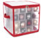 Christmas Village Bauble and Decoration Storage Cube with Padded Dividers for 64 Xmas Ornaments – Heavy Duty Folding 4 Layer Holder with Separators, Zipped Lid and Handles (Red)