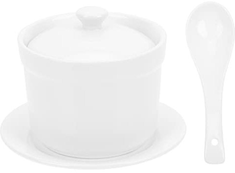 Zerodeko 1 Set Pentola Di Stufato Casseruola in Ceramica Ciotola Di Vapore Pentola Di Ceramica Ciotola Di Pasta Per Zuppa Pentola in Ceramica Cipolla Minipentola Zuccheriera Bianca Piccolo