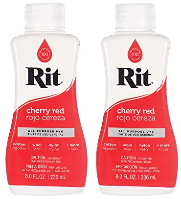 Rit Dye - Líquido multiusos de 8 onzas | Ideal para ropa, accesorios, decoración y mucho más | Paquete de 2, rojo cereza