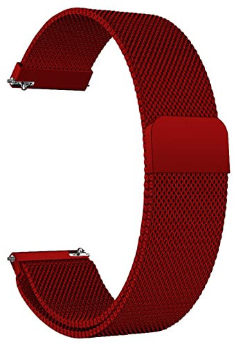 Overhil1s Allgemeine Uhrenband-Metall-Mesh-Uhr-Armband, Edelstahl-Magnet-Mesh-Uhr-Band-Schnell-Trennband 18mm 20mm 22mm, for Männer und Frauen Smartwatch-Uhren Ersatzband (Color : Rot, Size : 20mm)
