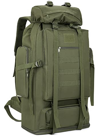 KXBUNQD Wasserdichter Camping-Wanderrucksack, 70L/100L, Molle-Rucksack, großer Tagesrucksack für Reisen, Grün (Army Green), Large, Taktisch