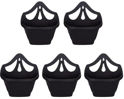 ACCURATE 31cm Venetian Wall Planter. Ideal for Indoor and outdoor decorative (Black, 5 Packs)