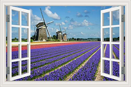 MUMUWUSG Vinyle Mauve Plante Lavande Paysage Papier Peint Photo 3D - Sticker Autocollant Effet 3D | Sticker Mural Fenêtre - Papier Peint Décoration Trompe L Oeil Salle Et Salon 30X20Cm