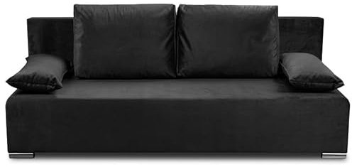 bonni Schlafsofa Ecco Deluxe, Sofa mit Bettkasten und Schlaffunktionn, Klappsofa, Schlafcouch, Bettsofa, Couch vom Hersteller, Couchgarnitur, Sofagarnitur (schwarz)