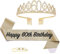 POPOYU 60 Geburtstag Krone und Schärpe,Krone 60. Geburtstag Frauen,60.Geburtstag Tiara Goldfarben,krone 60.,60 Jahre Geburtstag Mädchen Kopfbedeckung für Geburtstagsgeschenk Partyzubehör