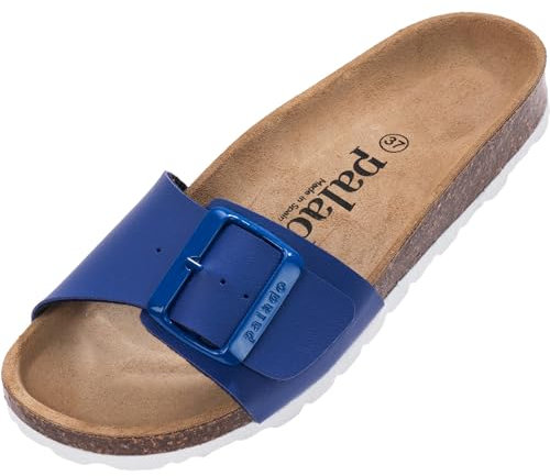 Palado Pantoletten Damen Malta EGS Matt – bequeme Sandalen Made in Spain - Hausschuhe mit dämpfendem Kork-Fußbett - modische Sommerschuhe Marineblau UK4,5 - EU37