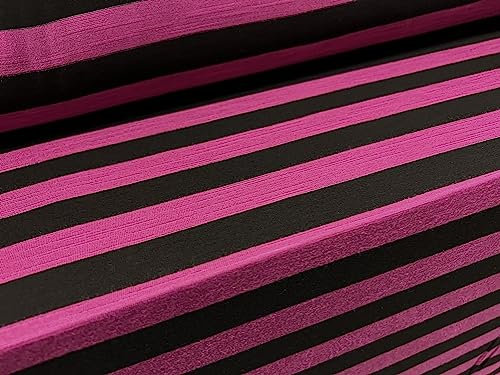 Viskose-Mischgewebe, Slub, Single-Jersey, Meterware, gestreift, Magenta und Schwarz
