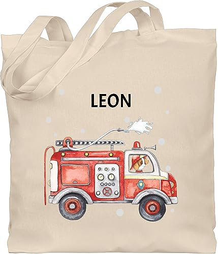 Baumwolltasche - Feuerwehr Auto I Feuerwehrauto I 112 I Fire Truck I Löschfahrzeug - Unisize - Naturweiß - personalisierte tasche personalisierter beutel kinder jugendfeuerwehr feuerwehrautos