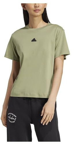 adidas Damen Signature Graphic Print T-Shirt, Tent Green, M