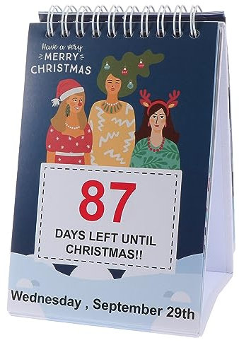 Lurrose 100 Tage Weihnachts-Countdown-Kalender 2023 Festlicher Adventskalender Countdown Bis Weihnachten Schild Zum Abreißen Tischkalender Für Heimbüro-Dekoration