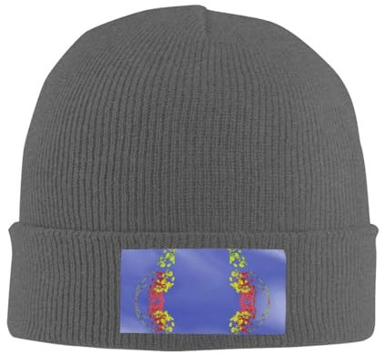 FInpan Ring of Flowers Winter Wollmütze Herren Damen Strickmütze Gefüttert mit Weich Hautfreundlich Warm Winddicht Mütze Schwarz, Deep Heather, One size