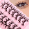 Falsche Wimpern Manga Wimpern Wet Look D-curl Cat-Eye Japanese Style Cosplay Spiky Anime Lashes 20mm Long Dramatic Thick Faux Mink Doll Eyelash Extension Look Like Wispy Individual Clusters(S23)