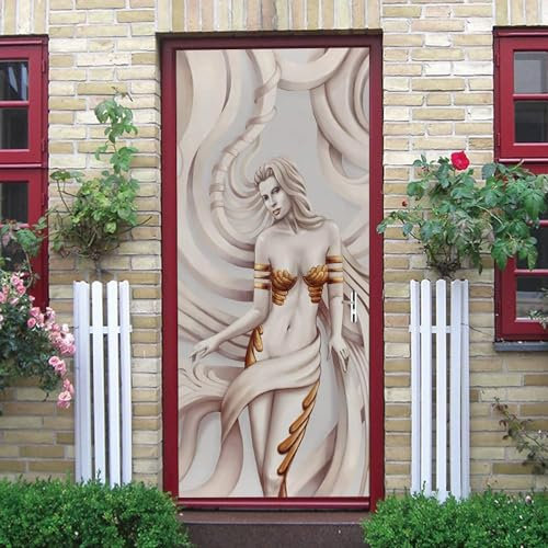 Türtapete Selbstklebend Türposter - Reliefstatue Frau 90 X 210 Cm - 3D Türaufkleber Wasserfest Türfolie Für Schlafzimmer Gang Tür Verschönern Deko - Kinderzimmer Wohnzimmer Küche Schlafzimmer -2O5T6F1