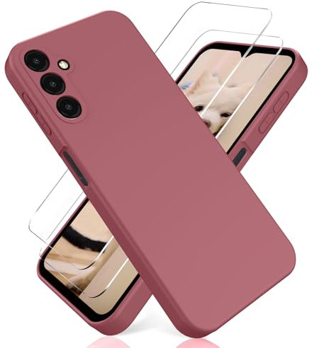 YiKaDa - Hülle für Samsung Galaxy A35 5G + [2 Stück] Schutzfolie, Ultradünnes Weiches TPU Silikon Schutzhülle - Tiefes Rosa