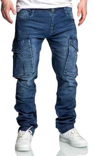 Amaci&Sons Herren Sweathose in Stretch Denim Männer Cargo Jogging Jeans 7026