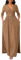 VERWIN Women's Glitter V-Neck Dress 3/4 Sleeve A-line Dress Smocked Waist Maxi Dress Flowy Long Cocktail Dress with Pockets XL Brown