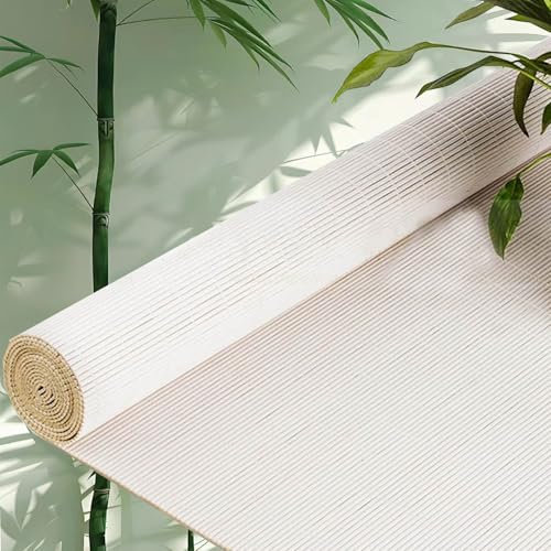 Weiß Natürliche Bambus-Rollos,Raffrollo Bambus,Anti-UV Bambusvorhang Atmungsaktive Sonnenschutz Und Sichtschutz Rollo Für Fenster Innenhaus Büro Küche