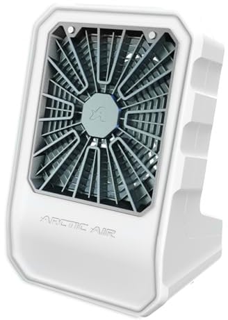 Arctic Air Outdoor Mister & Fan 230V - Portable, Rechargeable, Cordless & Powerful - Stay Cool During Hot Summer Days - 4 Fan Speeds, 8 LED Mood Light Settings, Dual Misting Jets & Built in Handle