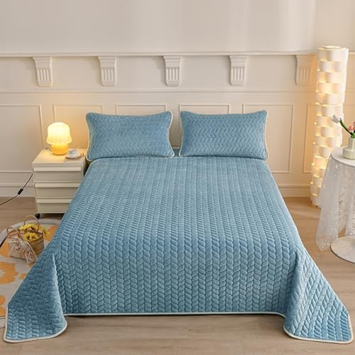 HAIBA Tagesdecke 90 x 200 cm Plüsch Flanell Bettüberwurf Sofa Blau | Kuschelig Weicher Flanell Tagesdecke Leichte Mikrofaser Bedspread für alle Jahreszeiten Für Bett und Sofa für Einzelbett