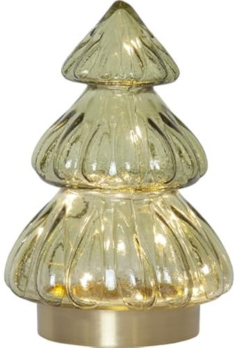 Star LED Tischleuchte 'Abete' aus Glas, Tannenbaum-Form, batteriebetrieben, grün, H 18cm