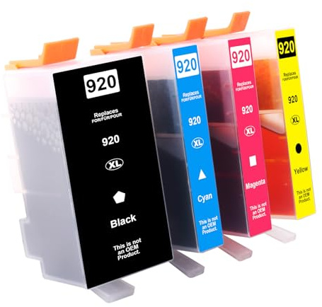 Veson 920XL Druckerpatronen Kompatibel mit HP 920 XL Farb-Multipack (1 Schwarz, 1 Cyan, 1 Magenta, 1 Gelb) für HP Officejet 7500A Patronen 7000 6000 6500 6500A (4er Pack)