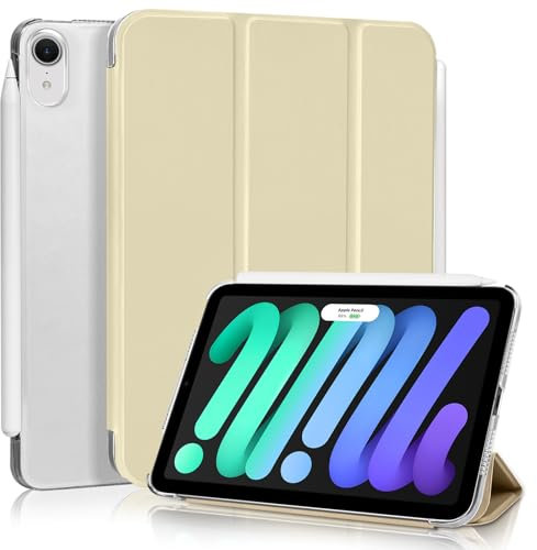 4UBonLife Funda para iPad Mini 7 (A17 Pro) 2024 / Mini 6ª Generación 2021 8,3 Pulgadas, Cover Protectora Carcasa Rígida Delgada con Trasera Translúcido Cubierta para iPad Mini 6 /Mini 7, Oro