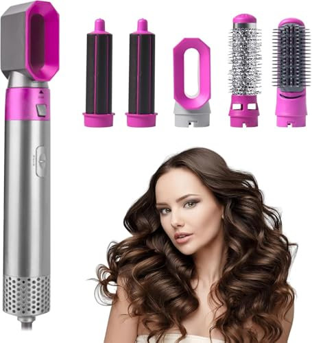 Anluomafuy 5 in 1 Hairstyler Set, Negativ-Ionen Haarstyler mit Lockenstab automatisch, Haarstyler Professioneller mit Rundbürste, Warmluftbürste, Föhnbürste, Multifunktions für Glätte, Locken