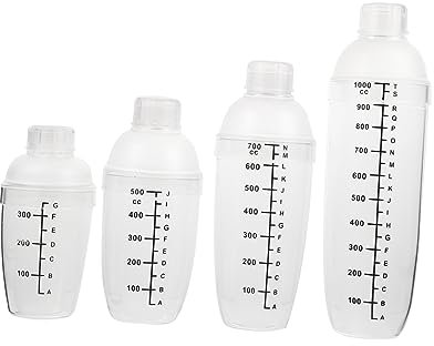 Holibanna 4 Pezzi Shaker Per Cocktail in Plastica Con Scala Di Misurazione Shaker Per Bevande E Tè Al Latte Pratico E Anti-perdita Per Uso Domestico O Bar