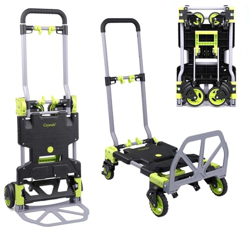 Crystals Robuste 2-in-1 faltbare Sackkarre - Handwagen mit 360° drehbaren Rädern (120 kg Kapazität)