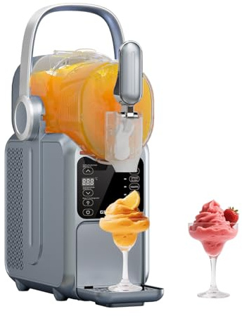 GSEICE Slush Maschine, 3L, kein Eis nötig, Slush-Maker für Zuhause mit tragbarem Griff, Echtzeit-Temperaturanzeige, 5 voreingestellte Modi für Margaritas, Frappés, Milchshake, Saft und mehr