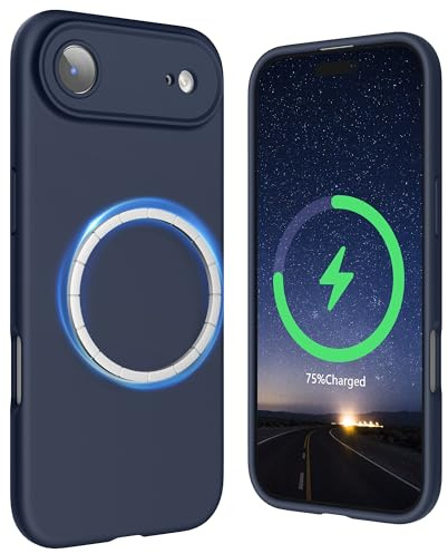 SURPHY Magnetic for iPhone Air Case, Upgraded [Full Camera Protection] [Liquid Silicone] Shockproof Gel Rubber Phone Case for iPhone 17 Air 6.5 inch 2025, Midnight Blue
