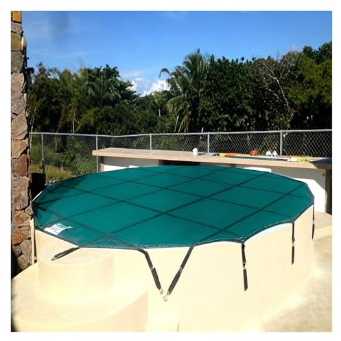 5/6/7/8/10/12/14/15/18/24/26/28/30/35ft outdoor round pool safety cover for inground pools, mesh Leaf Net covers, winter safety swimming covering(Green,7ft/2.1m)
