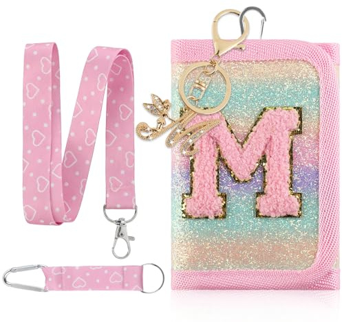 GmeDhc Kinder Brustbeutel, Kinder Portemonnaie Mädchen Rosa Buchstaben A-Z | Zum Umhängen/zum Aufhängen/mit Schlüsselanhänger/Geburtstagsgeschenk für Kinder/personalisiertes Geschenk