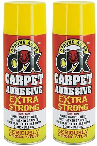 500ml Carpet Adhesive Spray, Heavy Duty Contact Spray Glue for Carpet, Underlay, Felt & Fabric, Strong Bond (2)