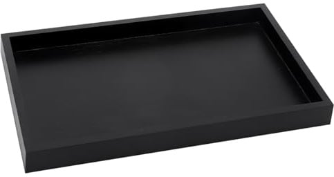 XRVRILE Serviertablett Holz, 32x20x2cm, Tablett Serviertablett,Holztablett Rechteckig,Badezimmer Tablett Schwarz,Küchentablett,Serving Tray,Holz Tablet für Tee,Getränke,Kaffee,Snacks,Bad,Restaurant