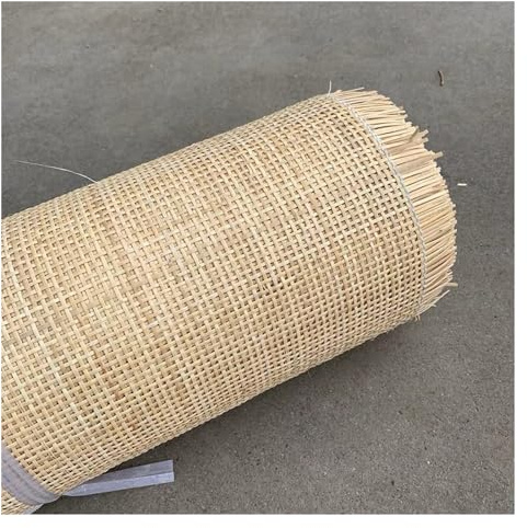 HMTBQT Natürliches Rattan Wiener Geflecht Meterware, Quadratische Rattan Gurtband Maschennetzrolle, 35–100 cm Breite Rohrgeflechtmaterial für Schranktüren MöBel Upcycling DIY Deko(55cmx1.5m)