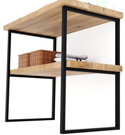 LAMO MANUFAKTUR Supporto per piano del lavabo 40x80 cm nero set 2 pezzi - Gambe per mobile bagno industriale in metallo con viti Fischer - Struttura per lavabo da appoggio e da incasso - Stile loft