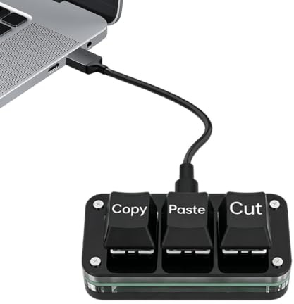 Copy-Paste-Button 3-Tasten Mechanisches Ergonomisches Keypad | USB-Copy-Paste-Keyboard für den PC für Büro, Meetings, Reisen, Videobearbeitung, Design und Zeichnen