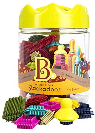 B. toys 68 Teile Bristle Blocks Stackadoos – STEM Bausteine Baublöcke Borsten Blöcke zum Zusammenstecken mit Aufbewahrung – Baby Spielzeug ab 2 Jahren