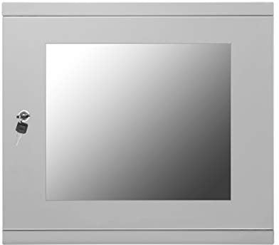 LMS Data Server Rack Data Cabinet - 9U 450mm Deep Wall Mounted 19 Inch Grey Storage Rack for Home, Office, Server Room Computer Equipment with Glass Door, Removable Side Panels, Front-Rear Lockable