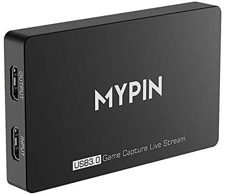 MYPIN 4k @ 60fps HD HDR Game Capture USB 3.0 Passthrough video in 1080p 60fps con registrazione audio Gamepad, streaming video in diretta compatibile con PS3 / PS4 / Xbox One 360 / Wii U